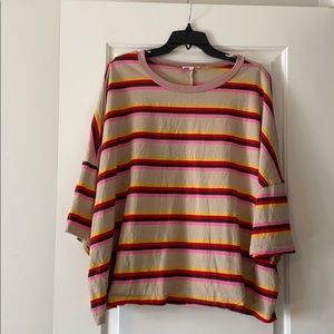 Easel Los Angeles Striped Drop Shoulder Top